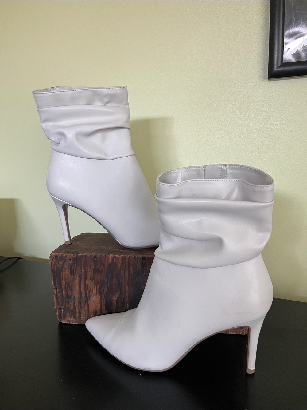 Marc Fisher Dreama 2 Faux Leather Ankle Bootie in Ivory color